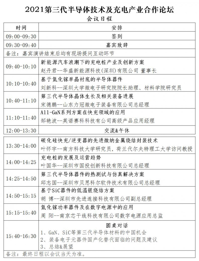第三代半導體技術及充電產業合作論壇